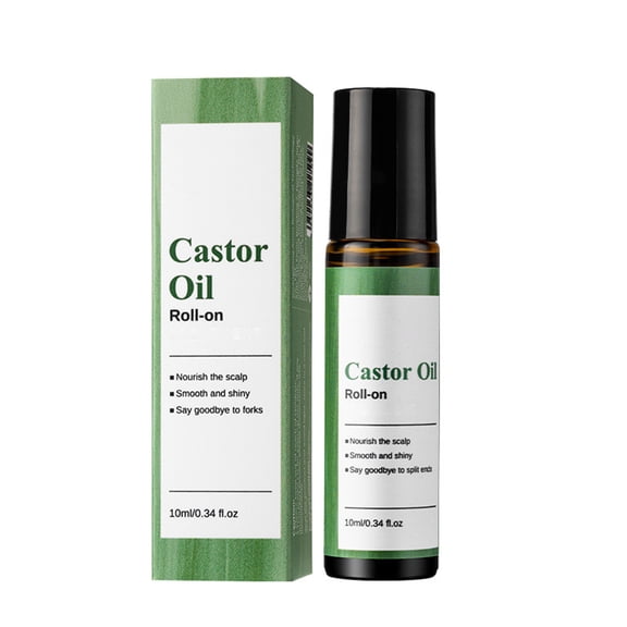 Costeam 0.34 Fl Oz Castor Oil Multi Purpose Roller Ball Oil，Nourishing Massage Essence for Face Eye and Scalp Care