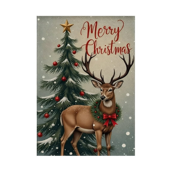 Costeam 12x18 Inches Double Sided Winter Christmas Garden Flag Weatherproof Fabric for Yard Outdoor Festive Decor