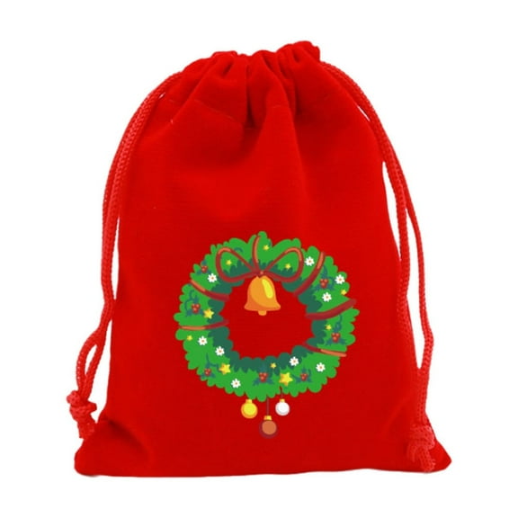 Costeam 2025 New Christmas Flannel Bag Christmas Apples Candy Packaging Bag Christmas Gift Bag Drawstring Bag Flannel Small Bag With Drawstring 7.87x5.91in