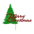 thumbnail image 1 of Costeam 2025 New Merry Christmas Cake Topper - Red Glitter Tree Party Decoration for Xmas Holiday Party Cake Supplies, 1 of 6