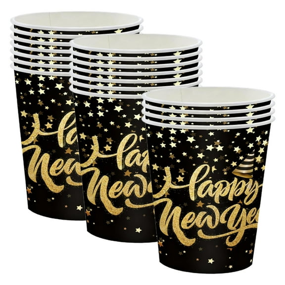 Costeam 20PCS New Year Paper Cups Disposable Dessert Cake Tableware for New Year's Eve Holiday Party