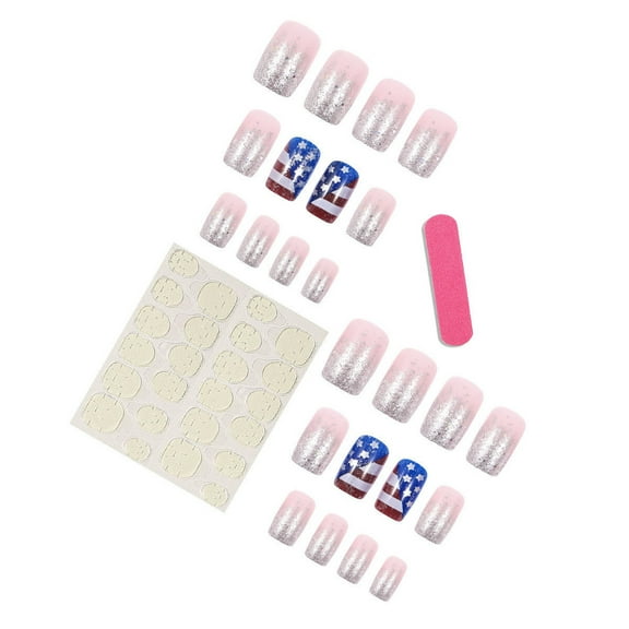 Costeam 24 Packs Independence Day Festive Press On Nails，Chic Nails for Holiday Style
