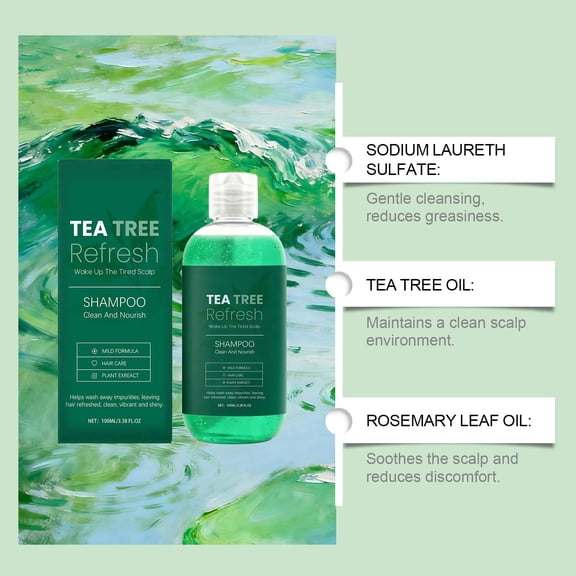 Costeam 3.38 Fl Oz Tea Tree Extract Hair Shampoo,Scalp Cleansing Formula for Anti Dandruff and Freshness