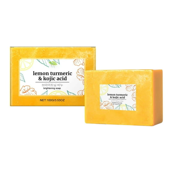 Costeam 3.53 Oz Lemon Turmeric Skin Brightening Bar Soap,Lightening Formula for Body Cleansing and Nourishment