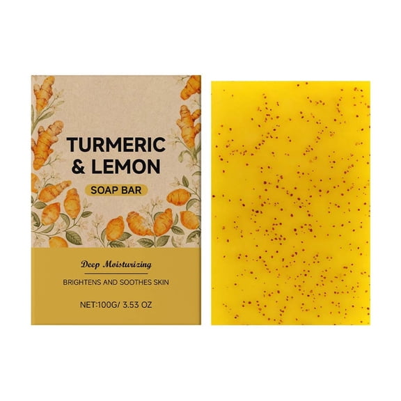 Costeam 3.53 Oz Turmeric Lemon Skin Brightening Soap Bar,Glow Boosting Cleansing Bar for Even Toned Radiant Complexion