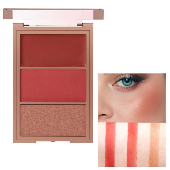 Costeam 3 Color Blush Contour and Highlight Palette Multi Function Makeup Palette for Eyes and Cheeks