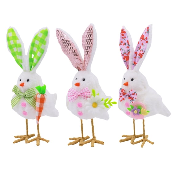 Costeam 3 Pack Easter Bird Figurines, Mini Statues for Tabletop and Garden