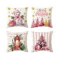 thumbnail image 1 of Costeam 4PCS Christmas Pillow Covers 18x18 Pinks Santa Snowman Merry Christmas Tree Winter Decorative Throw Cushion Case For Sofa Couch Home, 1 of 6