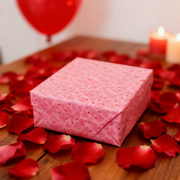 Costeam 50 Sheets Recyclable Heart-Patterned Packaging Paper, 20x14 Inch Colorful Holiday Gift Wrapping Paper