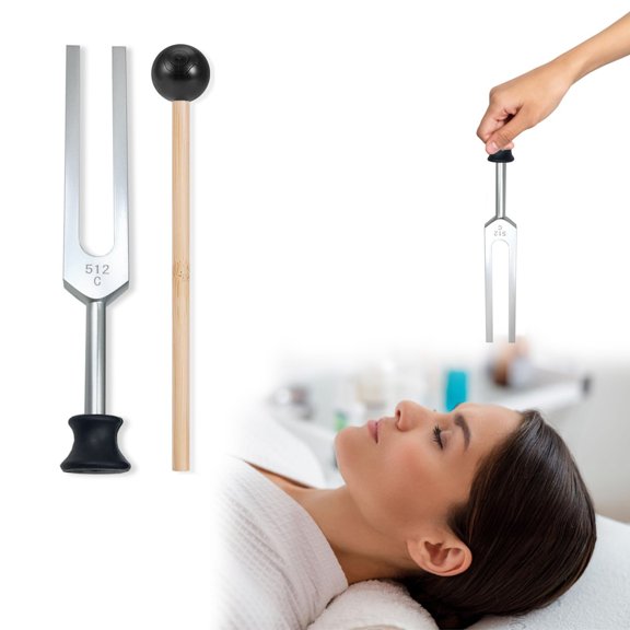 Costeam 512Hz Meditation Tuning Fork with Base for Relaxation Sound Therapy Gold and Silver Options