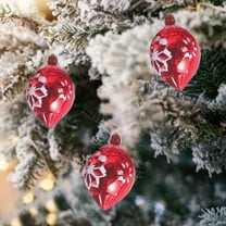 Costeam 6PCS Christmas Tear Drop Finial Hanging Pendant Ornaments for Tree Holiday Xmas Decorations, Long Shatterpoof Plastic, Hanging Decor, Red