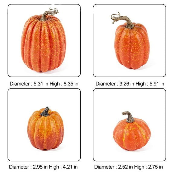Costeam 7Pcs Fake Artificial Vegetable Small Lifelike Artificial Faux Orange Pumpkin Party Decor Ornament, Simulation Display Foam Realistic Model for Themed Tabletop Decor Early Education Props