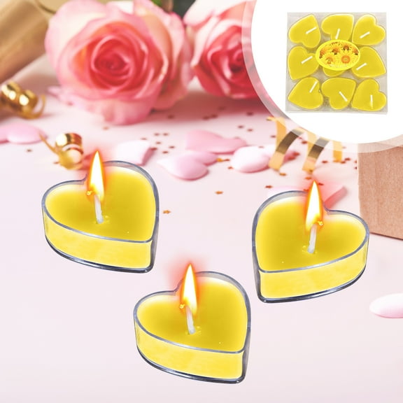 Costeam 9PCS Heart-Shaped PVC Candles Romantic for Valentine’s Day Tanabata Birthday Lover Dinner Decor