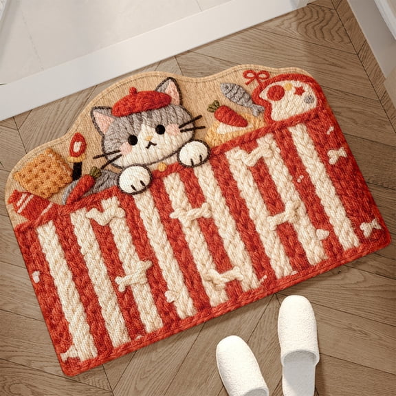 Costeam Absorbent Bathroom Carpet Mat Non Slip Toilet Floor Mat Soft Entrance Rug Quick Dry Bathtub Mat for Bedroom Home Safety Decor