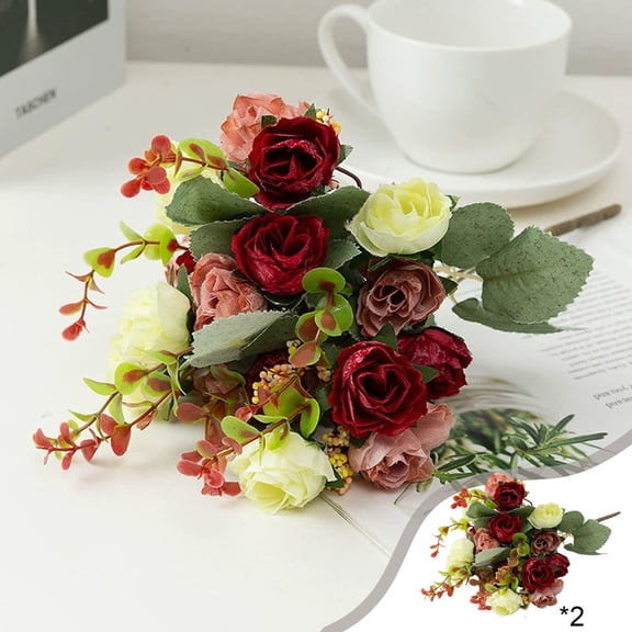 Costeam Assorted Color Artificial Flower Bouquets, Home Wedding Multi-Purpose Decor, Valentine's Day Festive Floral Arrangement