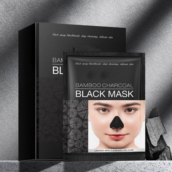 Costeam Bamboo Charcoal Blackhead Remover Nose Strips 0.21 Ounce Each 10 Piece Set Gentle Formula Cleanses T Zone and Minimizes Pores
