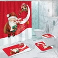 thumbnail image 1 of Costeam Bathroom 4-Piece Absorbent Mat & Shower Curtain Set Soft Water-Absorbent Carpet Waterproof Shower Curtain Practical Home Bathroom Decor Set, 1 of 4