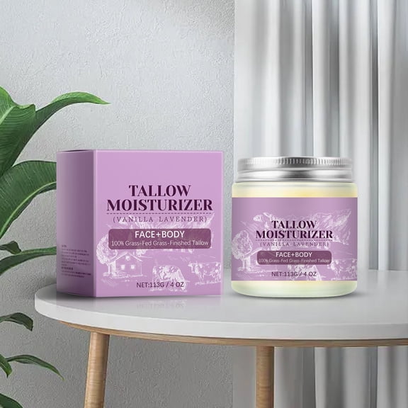 Costeam Beef Tallow Moisturizing Cream Vanilla Lavender Scent 3.99 Oz Rich Cream for Dry Skin，Nourishing Formula for Soft and Supple Skin