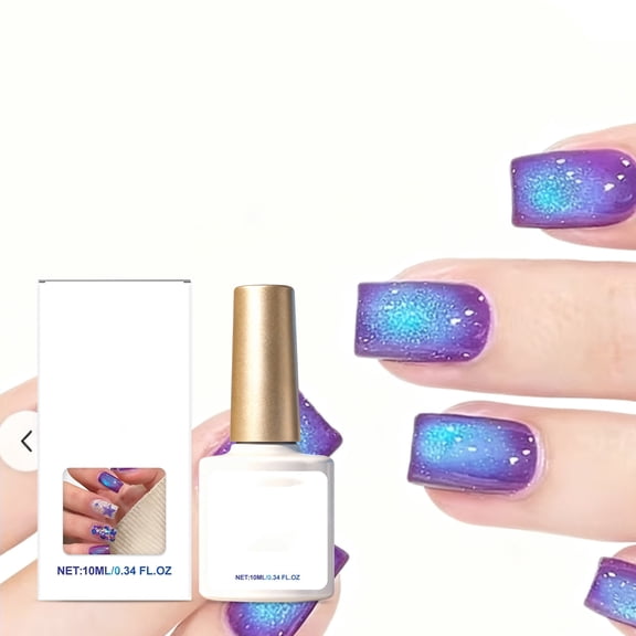 Costeam Blueberry Cat Eye Nail Gel Magnetic Shimmer Finish Vibrant Color,Holographic Nail Gel for 3D Cat Eye Effect Salon Quality Manicure and Long Lasting Wear