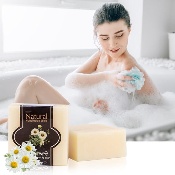 Costeam Chamomile Essential Oil Handmade Soap 3.53 Oz Hydrating Soap for Cleansing and Makeup Removal,Calming Formula for Sensitive Skin