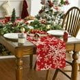 thumbnail image 1 of Costeam Christmas Linen Table Runner With Merry Christmas Print, Winter Snow Snowman Snowflake Patterns, Dresser Scarves For Dining Table Kitchen Decor, 1 of 6
