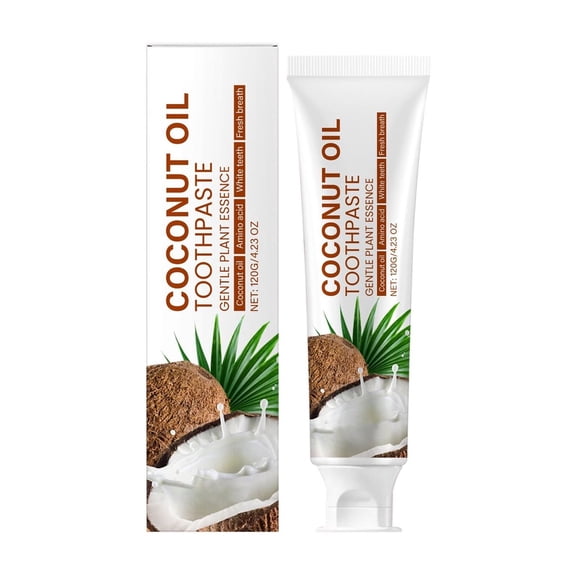 Costeam Coconut Oil Infused Teeth Whitening Toothpaste，Natural Formula for Teeth Brightening and Oral Hygiene