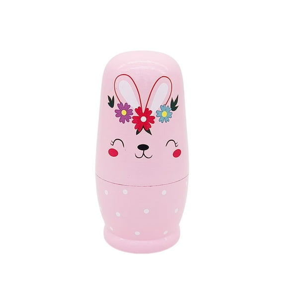 Costeam Deluxe Easter 5 Layer Russian Nesting Doll Rabbit Set,Festive Craft Gift for Holiday Decoration and Collection