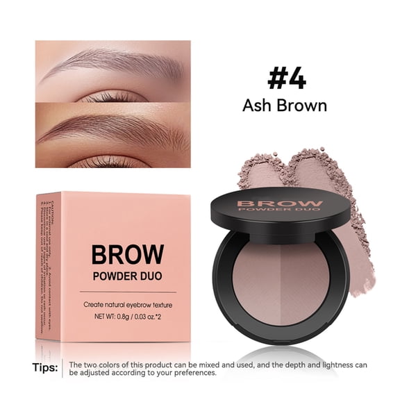 Costeam Dual Color Eyebrow Powder Set with Applicator for Brow Grooming，Blendable Brow Powder for Natural Definition Shape Correction Long Lasting Wear and Complete Brow Kit