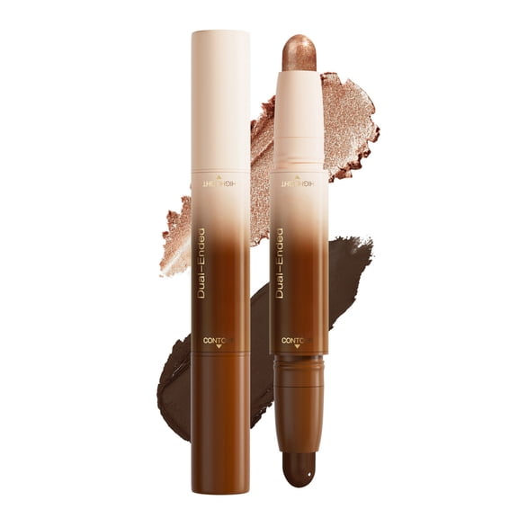 Costeam Dual Ended Contour Stick 0.18 Ounce Creamy Texture for Precise Face Shaping and Highlighting