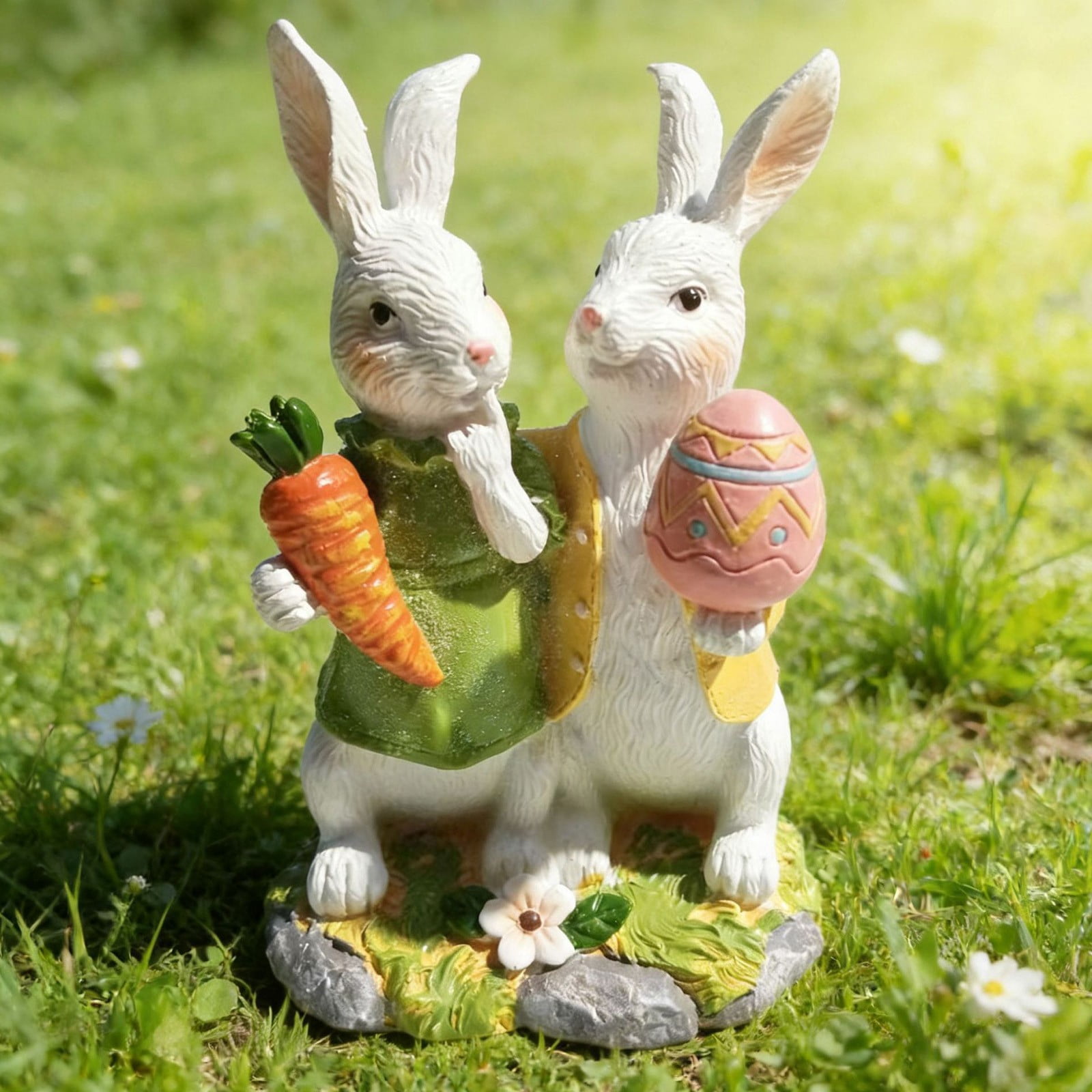 Costeam Easter Bunny And Egg Resin Figurine Festive Decor For Desktop ...