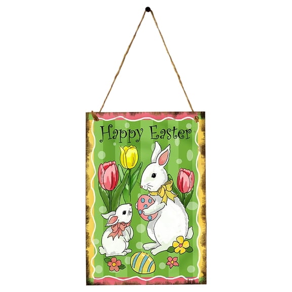 Costeam Easter Bunny Wooden Letter Hanging Ornament，Rustic Alphabet Craft Decoration for Home Wall Door and Spring Holiday Display