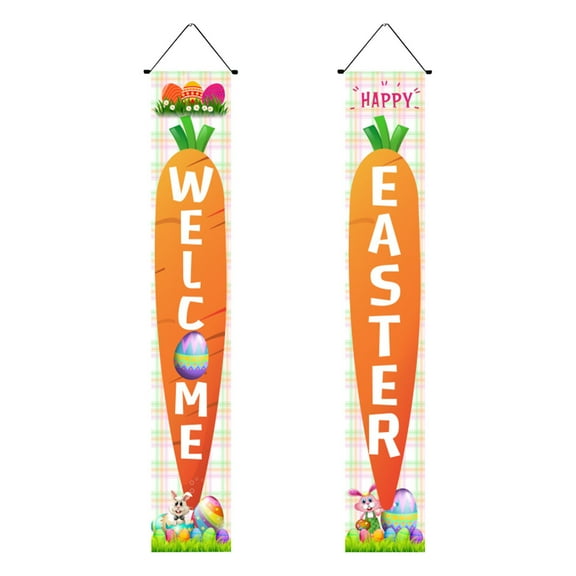 Costeam Easter Couplet Banner Pair,Festive Hanging Flag for Home Entryway and Holiday Celebration