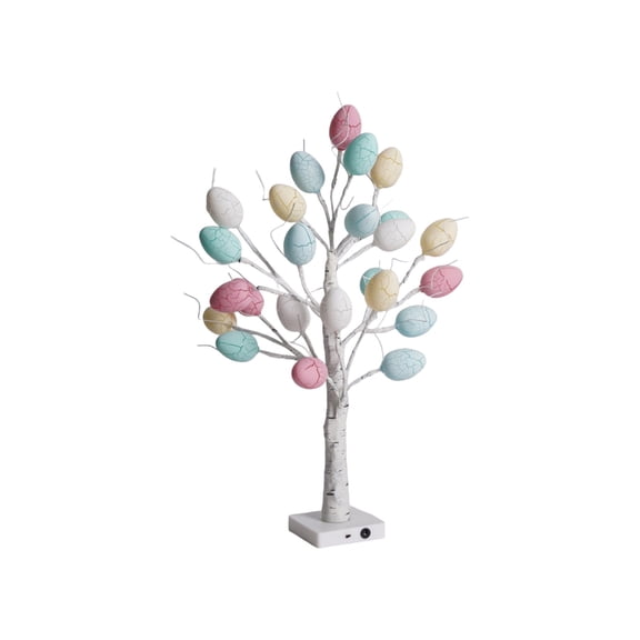 Costeam Easter Egg LED Light Up Tree Decoration,Illuminated Tabletop Tree with Egg Lights for Home Living Room Desk and Easter Display