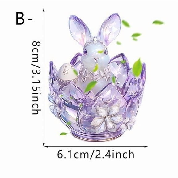 Costeam Easter Purple Crystal Bunny Flat Figurine,Elegant Decor for Office and Living Room