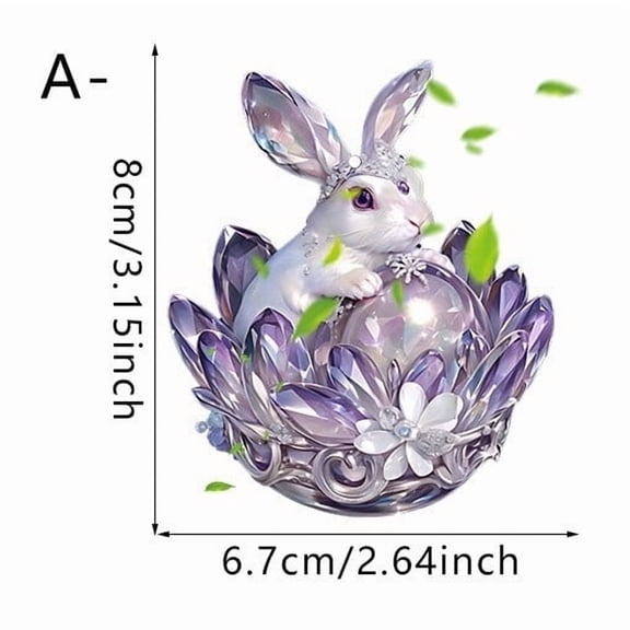 Costeam Easter Purple Crystal Bunny Flat Figurine,Shiny Decor for Tabletop and Shelf Display