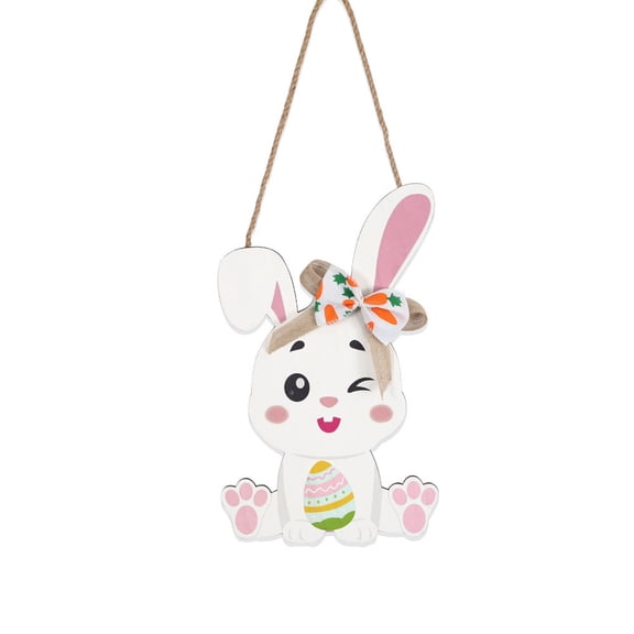 Costeam Easter Wooden Cutout Ornaments, Bunny Egg Chicken Pendants for Holiday Decor