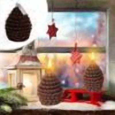 Costeam Flameless Flickering Pine Cone Candles Christmas Brown Pinecone Candle Holiday Table Window Fireplace Mood Decoration Ornaments Home Scented Candle 2025 new