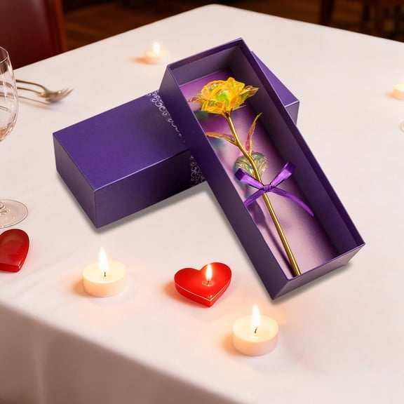 Costeam Gold Foil Rose Bouquet with Gift Box，Elegant Everlasting Flower for Valentine’s Day Present，Home Decor Accessory