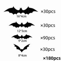 Costeam Halloween Bats Decoration,Different Sizes Realistic PVC Black 3D Scary Bat Sticker for Home Decor Wall Decal Bathroom Indoor Hallowmas Party Supplies For Door And Window