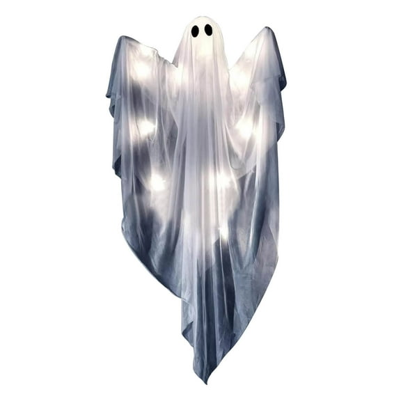 Costeam Halloween Hanging Light up Ghost with Spooky Blue LED Light,White Ghosts Halloween Hanging Decoration for Front Yard Patio Lawn Garden Party Decor Indoor Outdoor