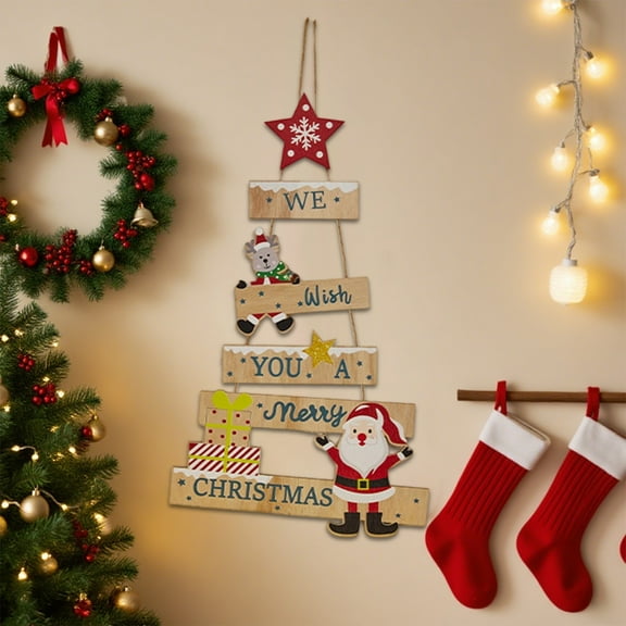 Costeam Handcrafted Wooden Snowman Christmas Ornament - Rustic Hanging Decor for Front Door, Wall, Tree, and Festive Home Holiday Ambience