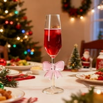 Costeam High-Footed Red Wine Glass with Black Bow, Valentine's Day Romantic Champagne Glass, High Borosilicate Glass Drinkware