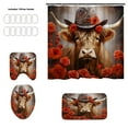 thumbnail image 1 of Costeam Highland Cow Print Bathroom 4 Piece Set，Bath Mat U Shaped Mat Toilet Seat Cover And Shower Curtain For Home Decor, 1 of 6