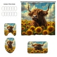 thumbnail image 1 of Costeam Highland Cow Print Bathroom 4 Piece Set，Bath Mat U Shaped Mat Toilet Seat Cover And Shower Curtain For Home Decor, 1 of 6