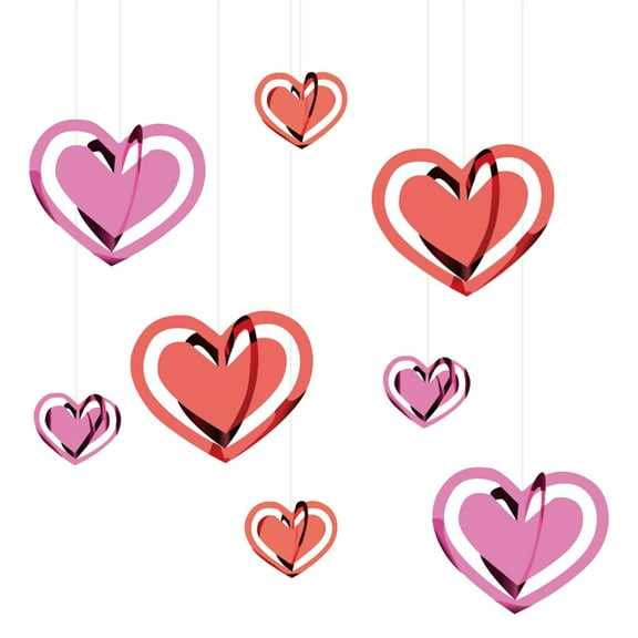 Costeam Hollow Heart Paper Garland 4 Large 4 Small Hearts，Valentine’s Day Hanging Decor for Home and Party，Festive Accessory