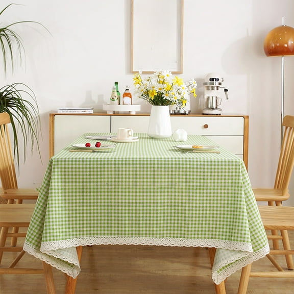 Costeam Lace Plaid Cotton And Linen Tablecloth Washable And Wrinkle Resistant Thick Plaid Tablecloth Suitable For Picnics Living Rooms And Restaurant Decorations Home Tablecloth