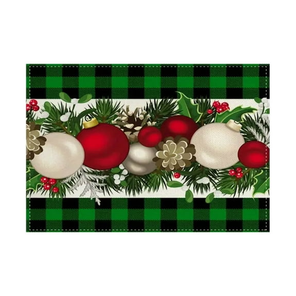 Costeam Linen Blue and Black Buffalo Check Plaid Christmas Placemats Set of 4 Farmhouse Winter Christmas Xmas Holiday Home Kitchen Table Decorations 45x30cm 2025 New Style