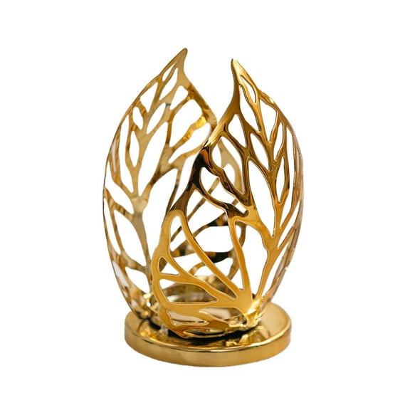 Costeam Metal Hollow Leaf Candlestick Cup Iron Tealight Holder Sturdy Anti-Rust Design for Wedding Living Room Home Party Table Centerpiece Desktop Decor