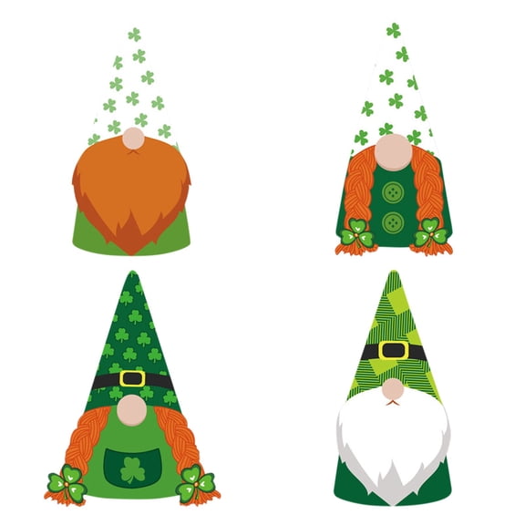Costeam NO St Patrick's Day Garden Gnome Wooden Stake Set 4 Piece，Leprechaun Themed Yard Sign for Lawn Patio Outdoor and Irish Holiday Decoration
