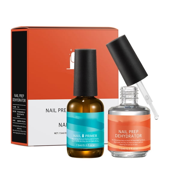 Costeam Nail Prep Dehydrator and Base Coat Set 0.5 Fl Oz + 0.5 Fl Oz，Dual Formula Kit for Long Lasting Chip Resistant Manicure